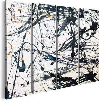 Artaza Canvas Schilderij Vierluik Abstracte Kunst van Zwarte Verf - 120x90 - Foto Op Canvas - Canvas Print