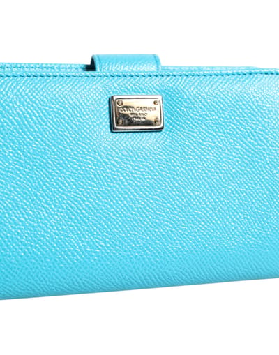 Lichtblauwe Leren Bifold Continentale Clutch Portemonnee