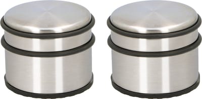 Alpina Deurstopper van 1.1 kilo - Set van 2x stuks - staal - met zwart kunststof rand - 9 x 7 cm