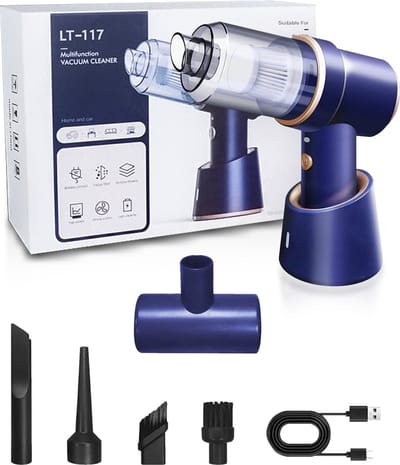 Kruimeldief - Mini kruimeldief - Kruimeldieven - Kruimelzuiger - Handstofzuiger - Incl. oplaadstation - Nat en droog vuil - Incl. 5 opzetstukken - Air duster - Autostofzuiger - Draadloze stofzuiger - 8000PA - Hepa filter – Blauw