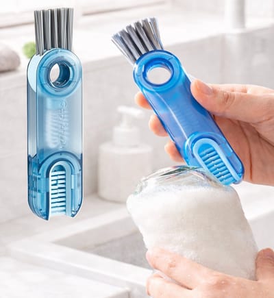 3-in-1 Multifunctionele Reinigingsborstel – Blauw – 360° Draaibare Flessenborstel & Keukenborstel – Hittebestendig tot 80°C