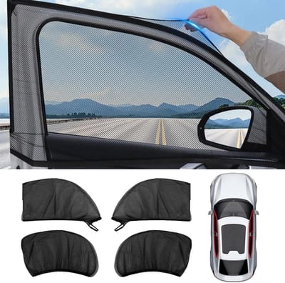 4 Stuks Zonnescherm Auto voor VW Caddy IV 2015-2020, Zijruit Bescherming Gaas Anti-Muggen Ademend Baby Kinderen Camping UV-Schutz Schild