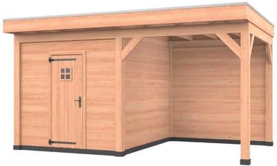 Douglas overkapping, 500 x 300, met schuur en achterwand, Westwood Comfort Premium