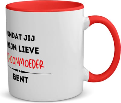 Akyol - omdat jij mijn lieve schoonmoeder bent koffiemok - theemok - rood - Schoonmoeder - de liefste schoonmoeder - moeder cadeautjes - moederdag - verjaardag - geschenk - kado - 350 ML inhoud