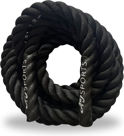 AJ-Sports Battle rope 9 meter - Fitness touw - Touw - Soft Grip - Krachttouw - 7,5 kg Fitness touw - Zwart - Fitness & Crossfit - Workout - Krachttraining