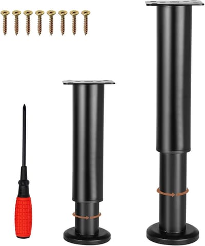 Verstelbare Meubelpoten Zwart voor Bank Tafel Stoel Bureau Set van 2 Hoogte 12-18 cm