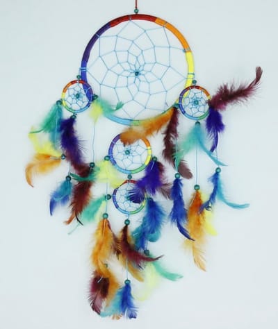 Dromenvanger / Dreamcatcher ± Ø16-18cm regenboog