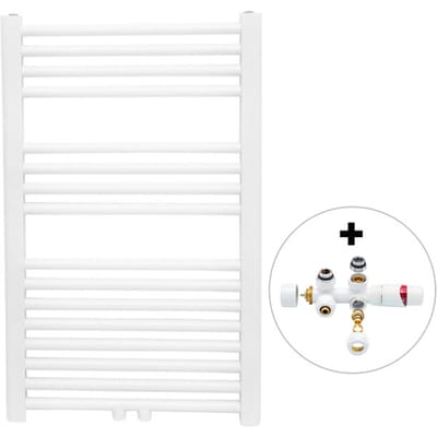 Vtw Living handdoekradiator badkamer met aansluit set en thermostaat 800