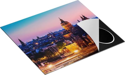 Chefcare Inductie Beschermer Amsterdam Skyline bij Zonsondergang - 60x50 cm - Afdekplaat Inductie - Kookplaat Beschermer - Inductie Mat