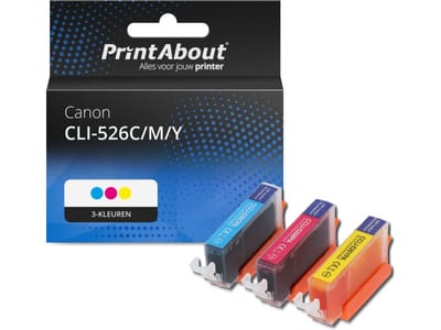 PrintAbout huismerk Inktcartridge CLI-526C/M/Y 3-kleuren Multipack Geschikt voor Canon