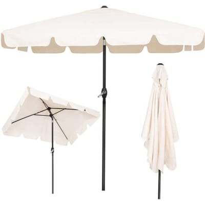Parasol de jardin - Springos® - Rectangulaire 240 cm - Inclinaison - Manivelle manuelle - Écru