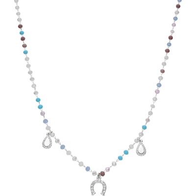 Luxenter 925 sterling zilveren ketting met zirkoon aquamarijn en rhodiumafwerking - Neusne