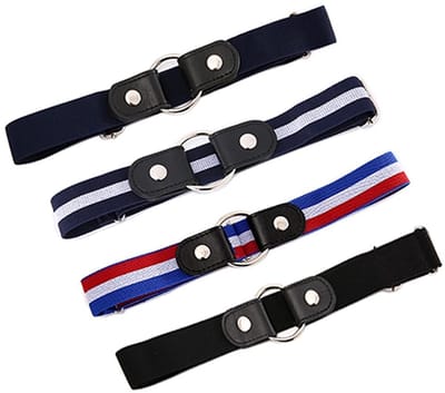 Dailygoods- Elastische Riem - Gespvrij - Verstelbaar - Uniseks - 4 Stuks - Minimale lengte 43 cm / Maximale lengte 130 cm