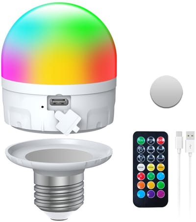 Oplaadbare Dimbare LED Gloeilamp met Afstandsbediening E26 USB-C-RGB-DC model 1 pack