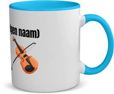 Akyol - viool met eigen naam koffiemok - theemok - blauw - Viool - muziek liefhebbers - iemand die houdt van violen - verjaardag - cadeau - kado - geschenk - 350 ML inhoud