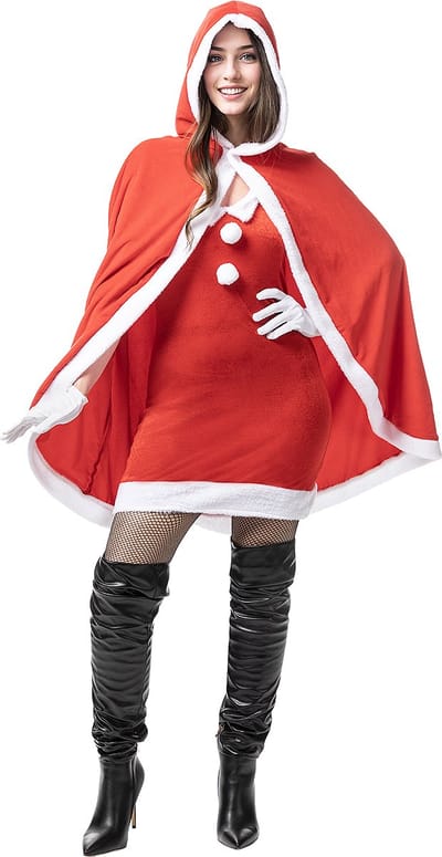 FUNIDELIA Kerstvrouw Kostuum met cape voor vrouwen - Maat: XS - Rood