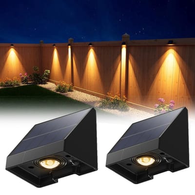 2-Pack Decoratieve Solar Lampen Voor Schutting – Waterdichte Led Buitenverlichting Op Zonne-Energie Met Warm Wit Licht – Voor Muur, Terras, Tuin, Hek, Garage, Zwembad – Eenvoudige Installatie - 6.6x5.8x5.1cm