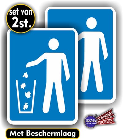 Jerma - Prullenbak - Stickers - Set 2 st – 17 x 14 cm – Vinyl – UV-bestendig - Weerbestendig Vinyl