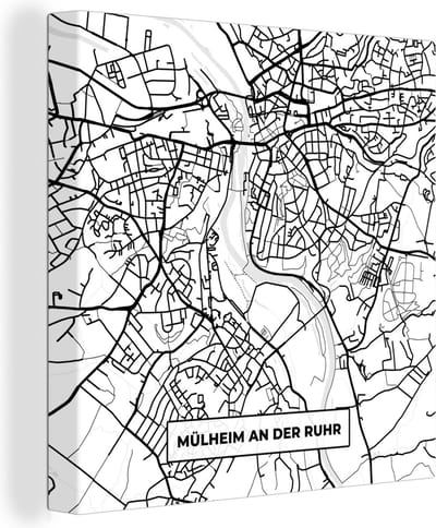Canvas Schilderij Mülheim an der Ruhr - Plattegrond - Kaart - Stadskaart - 20x20 cm - Wanddecoratie