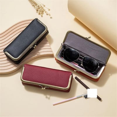 Brillenkoker Leer - Bril etui - Veilig Opbergen - Lichtgewicht Stabiel - 18 x 4 x 7 cm - Zwart