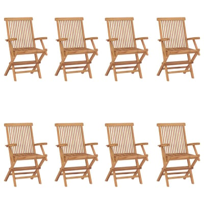 vidaXL - Opklapbare - stoelen, - 8 - stuks, - massief - teakhout