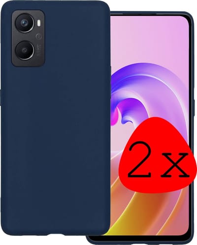 Hoesje 2 Stuks - Geschikt voor OPPO A76 - Sterk & Shockproof - Case Siliconen - Back Cover - Telefoon Hoes - Donkerblauw