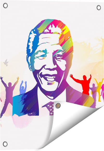Gards Tuinposter Nelson Mandela - 40x50 cm - Tuindoek - Tuindecoratie - Wanddecoratie buiten - Tuinschilderij