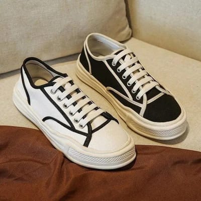 Damesschoenen Ins Modieus Alles-Match Opgeloste Schoenen Lente en Zomer Dikke Zool Canvas Schoenen Dames Casual Sneakers Witte Schoenen 40 white