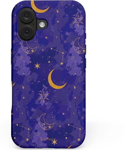 Casetastic hoesje geschikt voor Apple iPhone 16 - MagSafe - Dubbellaagse bescherming - Sterrennacht - Fashion Case - Donkerblauw