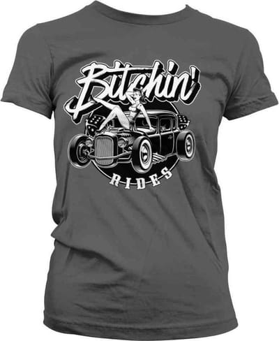 Bitchin' Rides Dames Tshirt -S- Hot Rod Hot Girls Grijs
