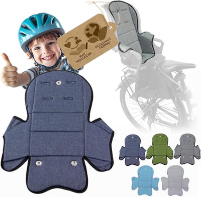 Vervangende hoes - Zitkussen reserve - Kinderfietsstoel comfort - Wasbaar op 30°C - 28x26x5.9 cm - Marine gemêleerd