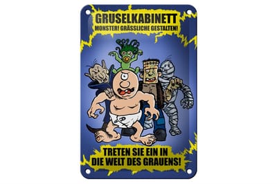 Blechschild Spruch 12x18cm Gruselkabinett Treten Sie ein