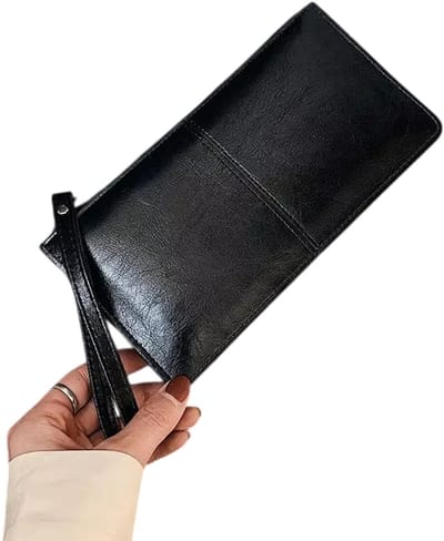 Dames Portemonnee – Lange Rits Clutch Wallet Dames & Handtas – Multi-layer Portemonnee met Rits, Pasjes, Munten en Telefoonvak - Zwart