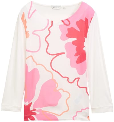 Tom Tailor - T-shirt - Maat S - Vrouwen - wit - Viscose