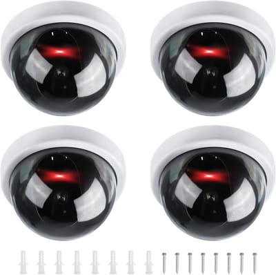 Nep Beveiligingscamera - Dummy Camera - Afschrikken Indringers - Knipperend Rood LED - 4 Stuks - Wit