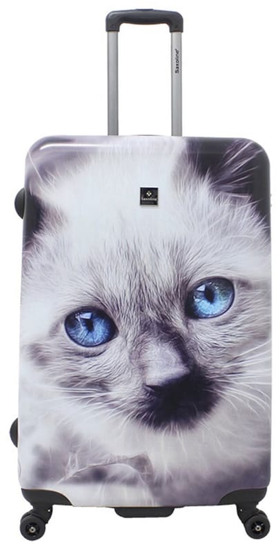 Saxoline Harde Koffer / Trolley / Reiskoffer - 78 cm (Large) - White Cat Print - Bedrukt / Large