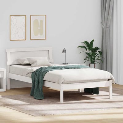 vidaXL - Bedframe - met - hoofdeinde - Wit - 100 - x - 200 - cm - Massief - grenenhout