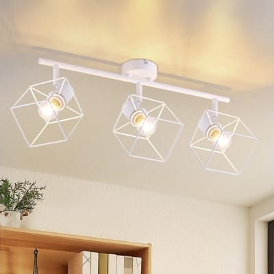 NETTLIFE Opbouwspot - 3-Lichts - E14 Fitting - Wit - Plafondspot - 350° verstelbaar - Vintage Plafondlamp - Metaal - voor Woonkamer | Slaafkamer | Hal | Gang | Keuken - Max.25W-excl. lichtbron