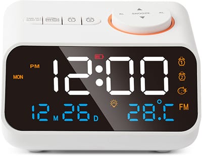Digitale Wekkerradio - Wekkers digitaal - Klokradio - Multifunctionele Wekkerradio - FM Radio - Temperatuur Vochtigheid Display - Spraakbesturing - Snooze Functie - LED Display - Instelbare Helderheid - Wit - Binnenklimaat Bewaking