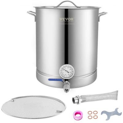 VEVOR Bierbrouwketel Bierbrouwsysteem 60,56 L Bierbrouwset Maischketel 400 x 480mm, Roestvrijstalen Bierbrouwsystemen met Dubbele Temperatuurweergave, Bierbrouwsysteem, Geschikt voor Bieren, Rode Wijnen