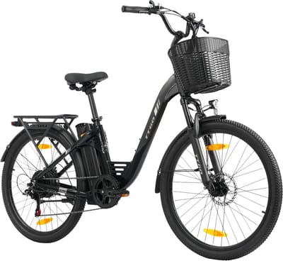Elektrische Fiets TTGO C2 Pro - 250W Motor - 36V 18Ah Accu - Bereik 80-120km - 26" Banden Elektrische Stadsfiets - Shimano 7-Speed - 25km/u - Zwart
