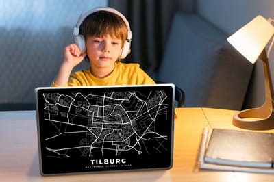 Laptop sticker - 12.3 inch - Tilburg - Kaart - Zwart - 30x22cm - Laptopstickers - Laptop skin - Cover
