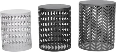 Tuinstoel Set - Buitenkrukjes - Terras Aankleden - Robuust Metaal - 3 Stuks - Zilver