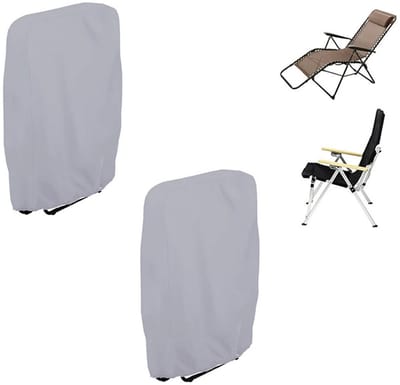 Set van 2 stuks - Regenhoes - Stofhoes - Regenhoes voor tuinmeubelen - Meubelbeschermer - Beschermhoes voor opklapbare tuinstoelen - Stof- en zwaartekrachtbestendige stoelhoes - Inclusief opbergtas - 71*20/34*110 cm - Zilver