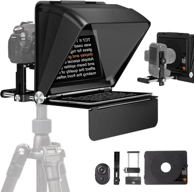 10'' Mini Prompter voor Camera's, Geschikt voor iOS/Android, Ideaal voor Interviews, Online Educatie en Vloggers, Ondersteunt 24-35MM Groothoeklenzen voor Opnames