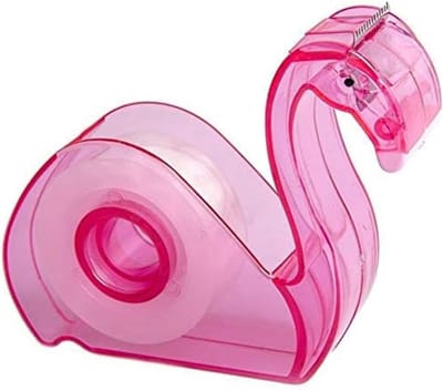 Schattige tape dispenser voor bureau, portable tape cutter met cartoon flamingo's, ideaal voor school en kantoor, 3/4 inch roze tapehouder