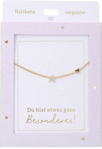 Depesche ketting goud met letter A en hart - sieraden cadeau.