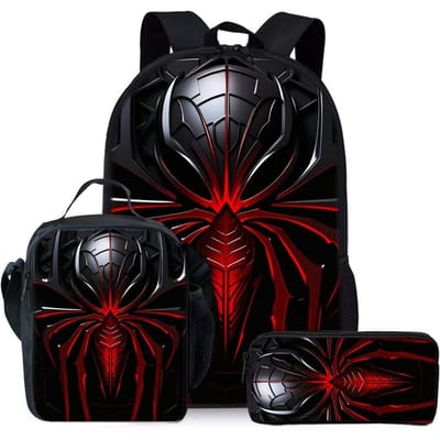 Mechanische Robots Print Drie Delige Rugzakken Set voor Jongens en Meisjes Beste Cadeaus 2D Platte Cartoon Schooltas voor Kinderen black
