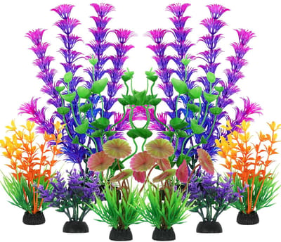 Dailygoods- Aquariumdecoratie 10 Stuks - Kunstplanten - Kleurrijk - Accessoires - Natuurlijke Uiterstraling - Onderhoudsarm - Aquariumplanten