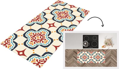 Keukenloper - Loper keuken - Bloemen - Tegel - Vector - Patroon - 120x50 cm - Keukenloper vinyl